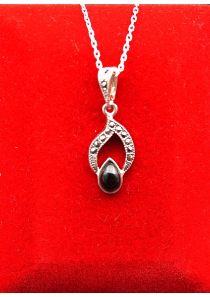 925 Ayar Kadın Oltu Taşı Kadın Kolye SK00078 modelleri