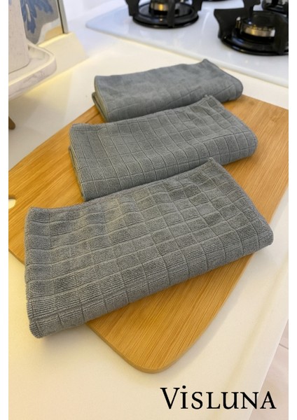 ( 2 Adet ) Mikrofiber Mutfak Temizlik Bezi Süper Emici 40*40'cm Koku Yapmaz Leke Tutmaz ( Gri Renk Kareli ) modelleri