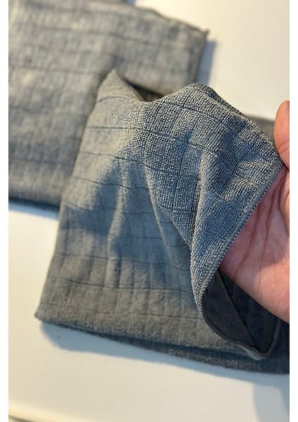 ( 2 Adet ) Mikrofiber Mutfak Temizlik Bezi Süper Emici 40*40'cm Koku Yapmaz Leke Tutmaz ( Gri Renk Kareli ) fırsatları
