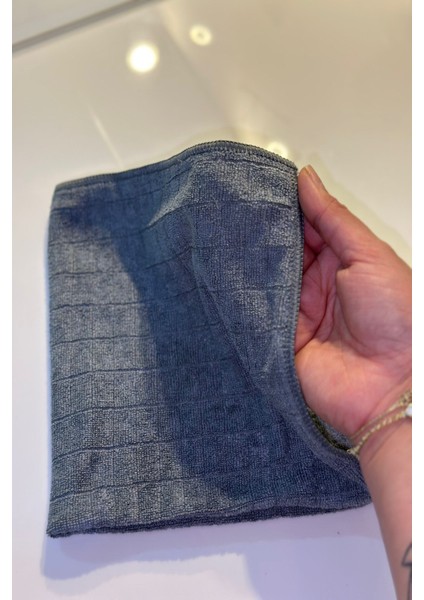 ( 2 Adet ) Mikrofiber Mutfak Temizlik Bezi Süper Emici 40*40'cm Koku Yapmaz Leke Tutmaz ( Gri Renk Kareli )