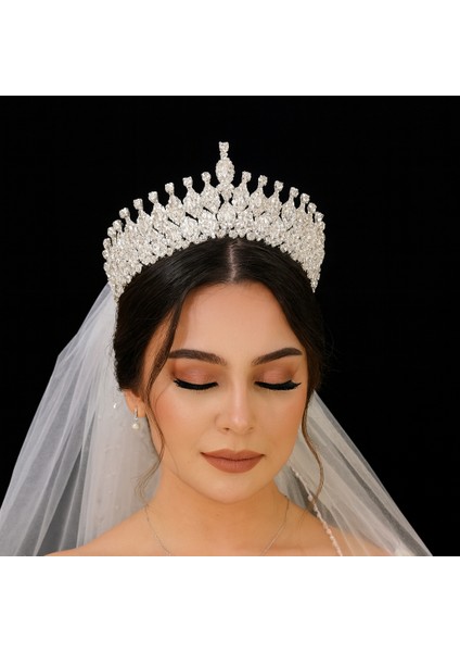 Kristal Taşlı Şık ve Zarif Gelin Tacı ve Saç Aksesuarı