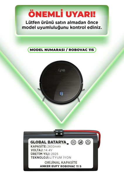 Anker Eufy Robovac 11S Akıllı Robot Süpürge Bataryası 14.4v 2600mAh Pil Li-ion (Orijinal kapasite) indirimleri