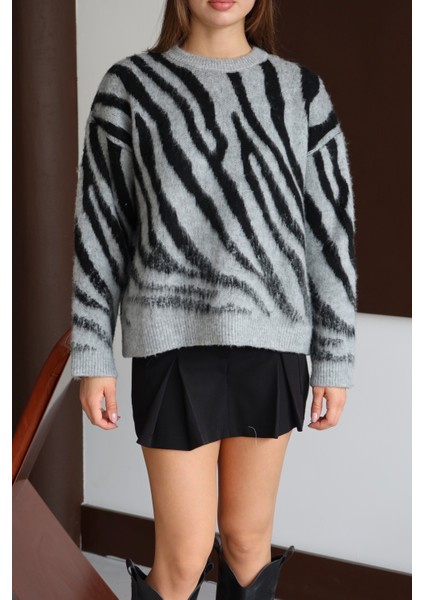 Kadın Zebra Desen Triko Kazak fiyatları