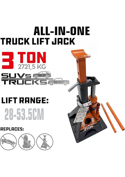 Frıko 3ton Truck Jack Krıko Şişe Kriko ve Sehpa Kriko Set