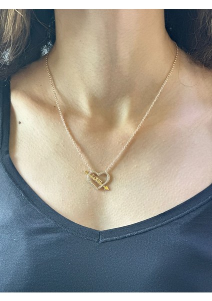 Çelik Zirkon Taşlı Kalp Kadın Kolye 20 cm modelleri