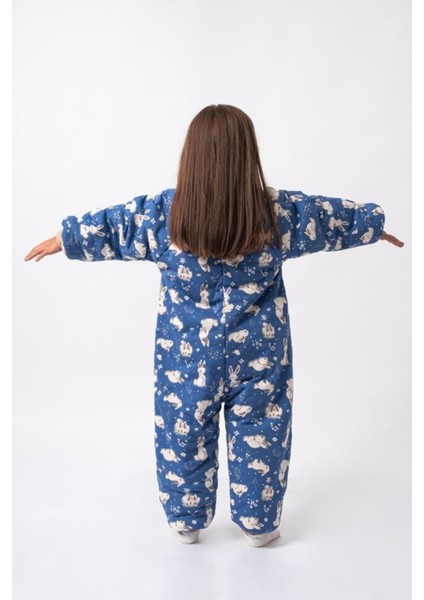2-8 Yaş 2.5 Tog Kalın Elyaf Dolgulu Premium Kalite Unisex Çocuk Uyku Tulumu Lacivert Tavşan 23504 fırsatları