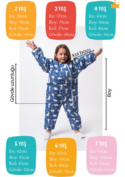 2-8 Yaş 2.5 Tog Kalın Elyaf Dolgulu Premium Kalite Unisex Çocuk Uyku Tulumu Lacivert Tavşan 23504 indirimleri