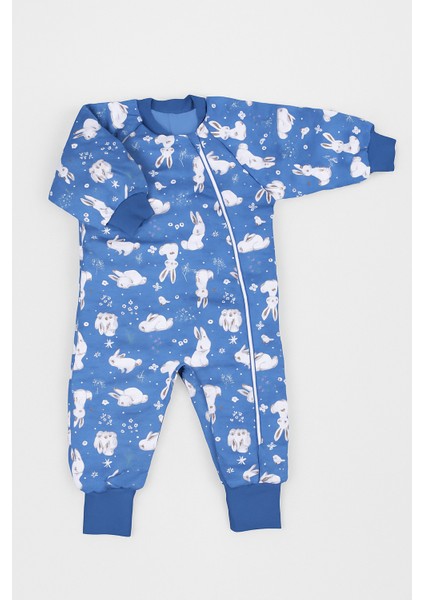 2-8 Yaş 2.5 Tog Kalın Elyaf Dolgulu Premium Kalite Unisex Çocuk Uyku Tulumu Lacivert Tavşan 23504