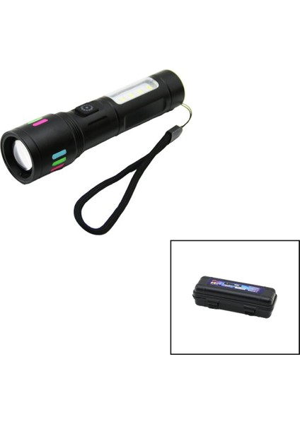 Metal Gövde 2ın1=zoom - Rgb 9 Led El Feneri Usb Şarjlı Mini Pls.kutulu (4915)