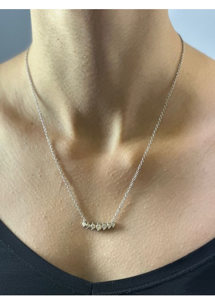 Çelik Zirkon Taşlı Kadın Kolye 20 cm