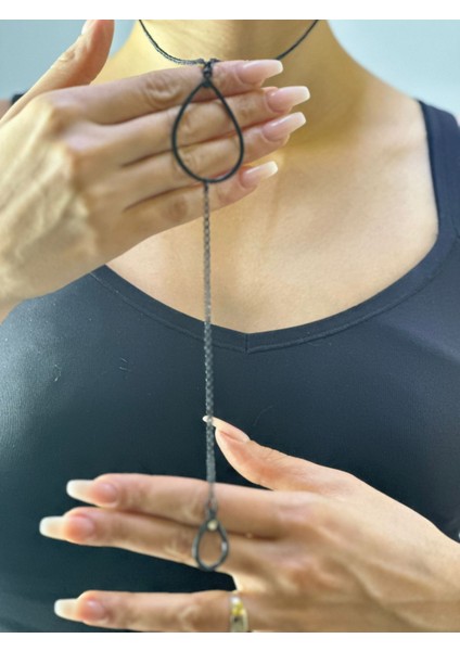 Siyah Damla Unisex Kolye 26 cm fiyatları