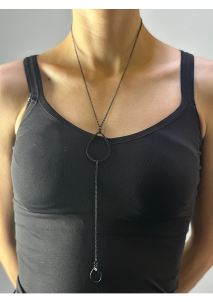 Siyah Damla Unisex Kolye 26 cm modelleri