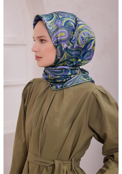 Etnik Desen Saf Ipek Twill Eşarp 4222D01 59