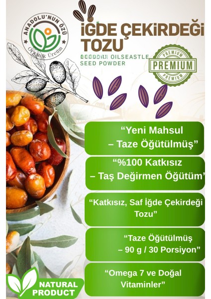 Doğal İğde Çekirdeği Tozu 90 g | Katkısız • Öğütülmüş • Yeni Mahsul | Sepette %35 İndirim fiyatları