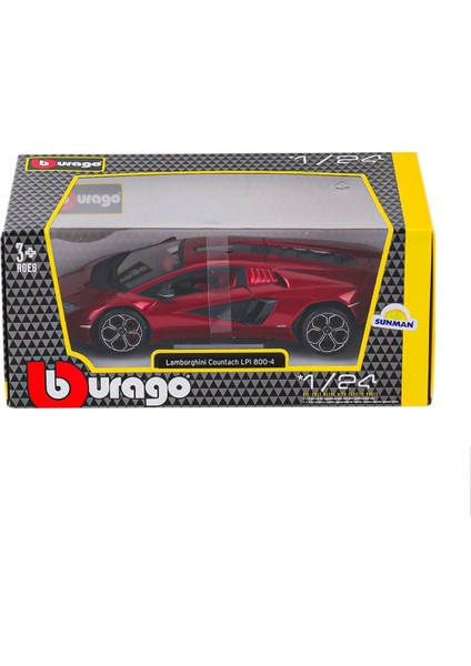 1021102 Burago Lamborghini Countach Lpı 800-4 1:24 -Sunman Kız Erkek Çocuk Oyuncak Eğitici Oyuncakla