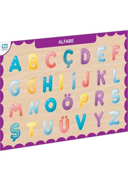 CAAHS-3208 Ca Games Ahşap Alfabe Bul-Tak Kız Erkek Çocuk Oyuncak Eğitici Oyuncaklar