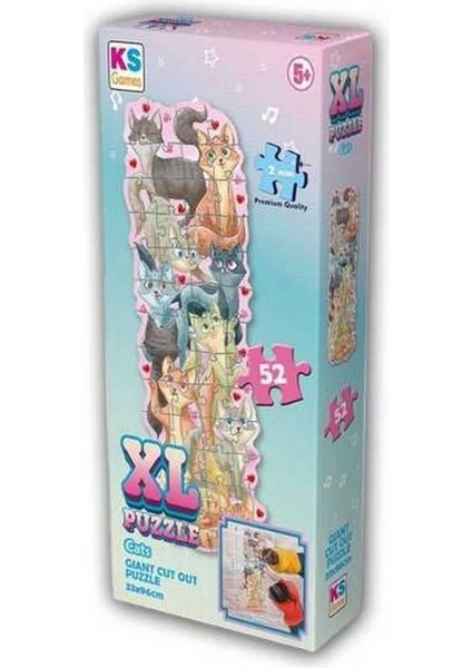 Ks Games Cats Xl Puzzle 52 Parça KS-28617 Kız Erkek Çocuk Oyuncak Eğitici Oyuncaklar