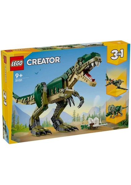 31151 LEGO Creator 3ü1 Arada T. Rex 626 Parça +9 Yaş Kız Erkek Çocuk Oyuncak Eğitici Oyuncaklar