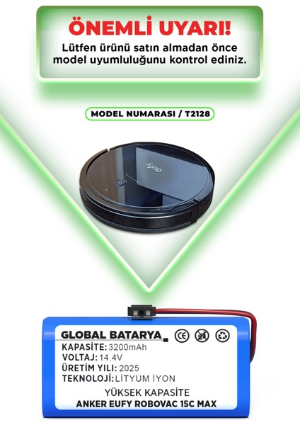 Anker Eufy Robovac 15C Max Uyumlu Akıllı Robot Süpürge Bataryası 14.4V 3200MAH Pil (Yüksek Kapasite) indirimleri