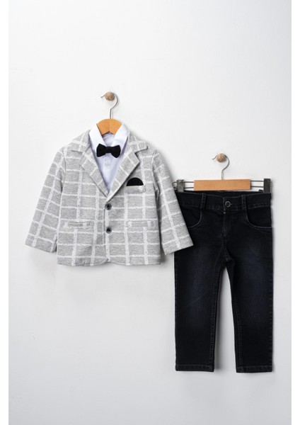 Erkek Çocuk Spor Ceketli Gömlekli ve Pantolonlu 3'lü Bayramlık Takım