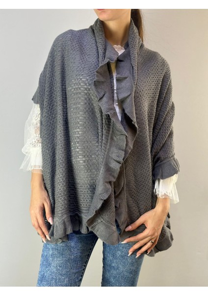 Triko Desenli Fırfırlı Kadı Şal 160X75 cm fiyatları