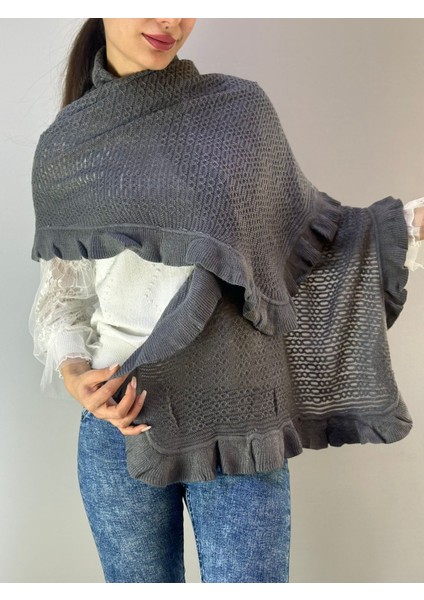 Triko Desenli Fırfırlı Kadı Şal 160X75 cm fırsatları