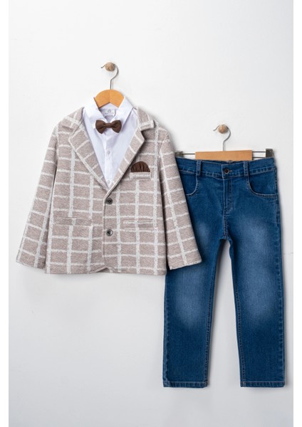 Erkek Çocuk Spor Ceketli Gömlekli ve Pantolonlu 3'lü Bayramlık Takım