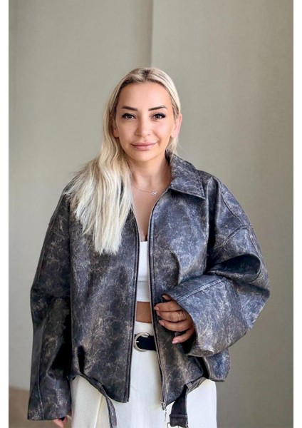 Ithal Rahat Kalıp Eskitme Model Deri Ceket