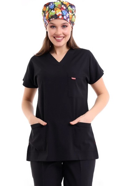 Bflex Unisex Likralı Yarasa Kol Tek Üst - 6403 Siyah Soft