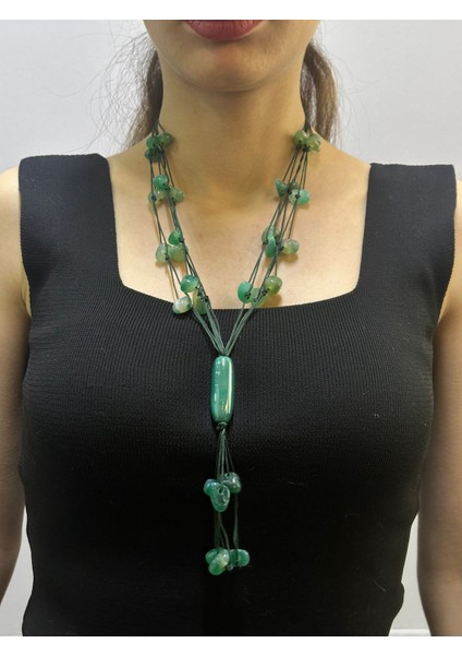 Doğal Taş Kadın Kolye 28 cm