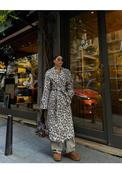 Leopar Desenli Nostaljik Kaban