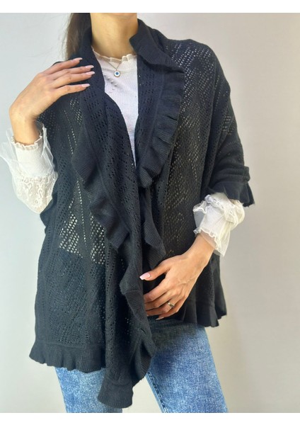 Triko Desenli Fırfırlı Kadı Şal 160X75 cm