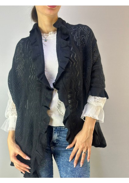 Triko Desenli Fırfırlı Kadı Şal 160X75 cm fırsatları