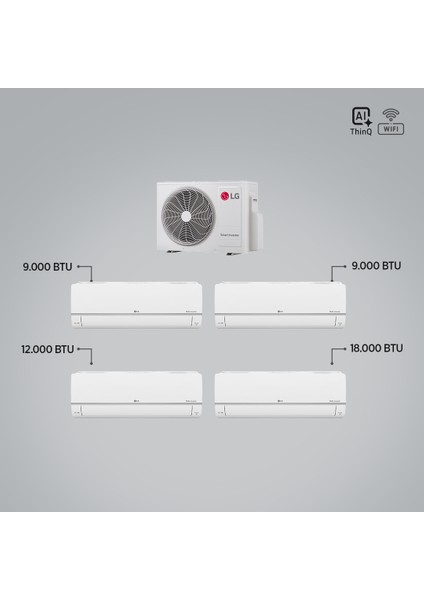 1+4 Multi Sistem / 9+9+12+18 Iç Üniteler = 1 Adet Dış Ünite Al Thinq Wi-Fi Kontrolü