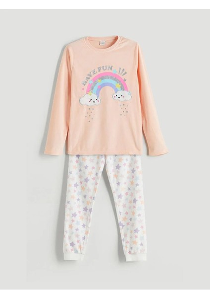 Bisiklet Yaka Kız Çocuk Pijama Takımı (W5)