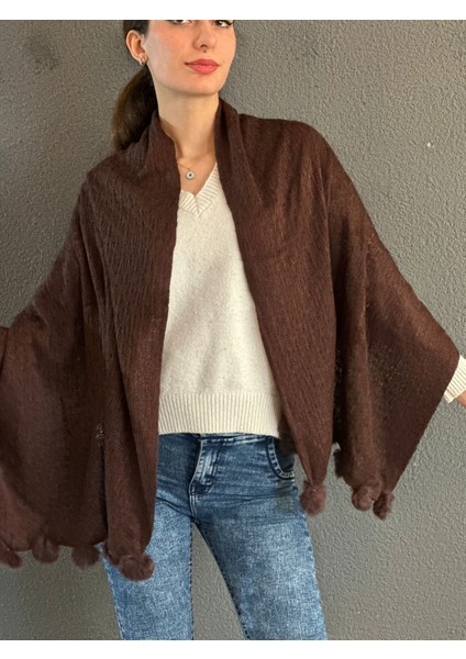 Ponponlu Triko Kadın Fular Şal 170X75 cm