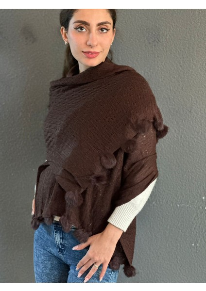 Ponponlu Triko Kadın Fular Şal 170X75 cm fiyatları