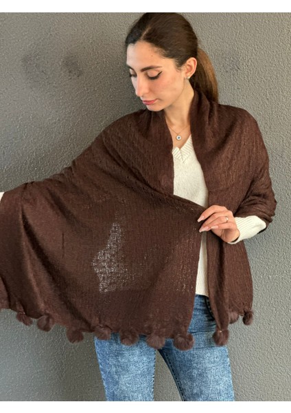 Ponponlu Triko Kadın Fular Şal 170X75 cm fırsatları