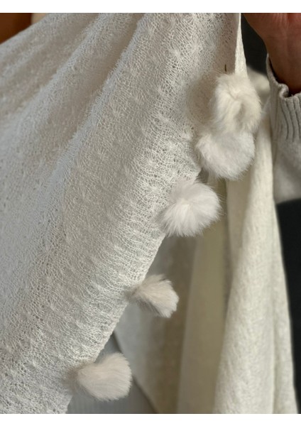 Ponponlu Triko Kadın Fular Şal 170X75 cm modelleri