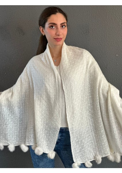 Ponponlu Triko Kadın Fular Şal 170X75 cm fırsatları