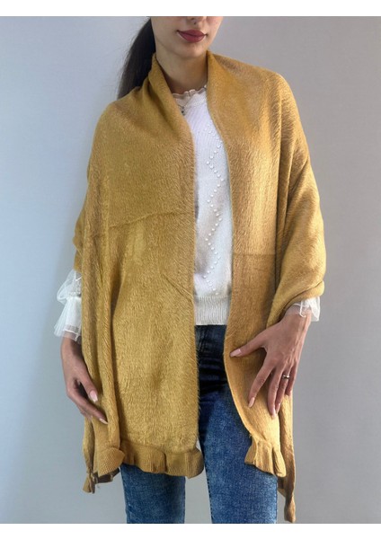 Angora Yumuşak Fırfırlı Kadın Şal 180X65 cm