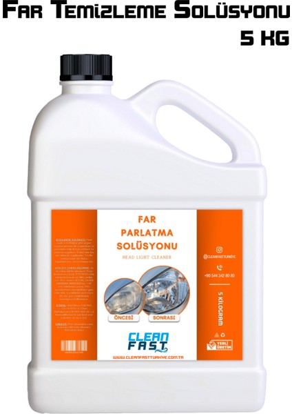 Yeni Nesil Premium Buharlı Far Temizleme Sıvısı ve Parlatma Solüsyonu Kloroform Uyumlu 5 kg