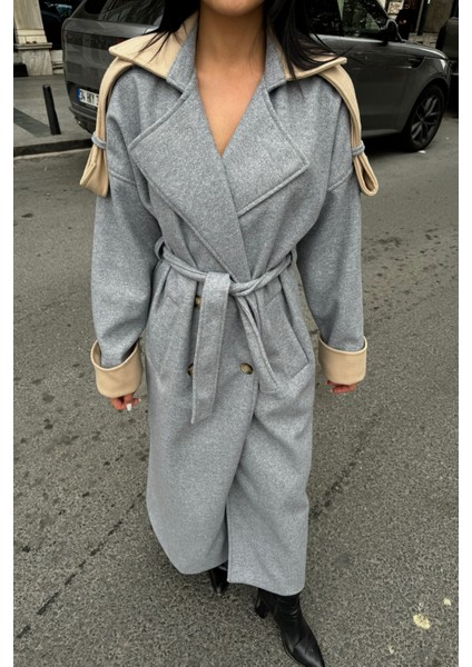 Gri Zarif Çift Düğmeli Kaban fiyatları