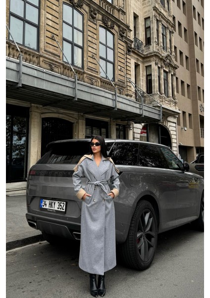 Gri Zarif Çift Düğmeli Kaban modelleri