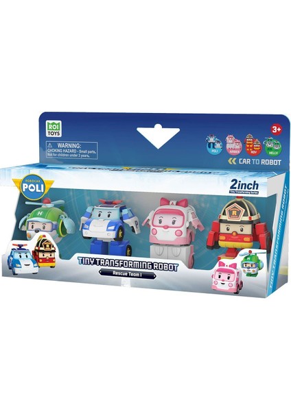Polı MRT-674 Robocar Poli Mini Transforming Kasabanın Kurtarma Araçları 4lü Set Kız Erkek Çocuk Oyun