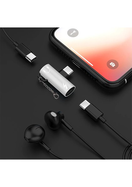 Anahtarlık Dual USB Type C Şarj Dönüştürücü Başlık ADAPTÖR-(5775) - M968B265-N83968