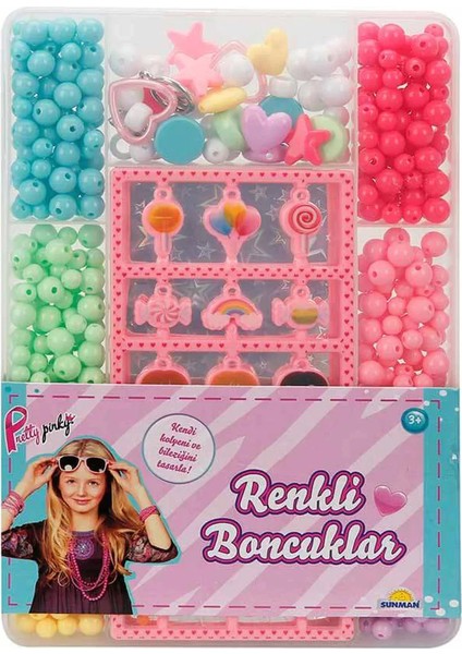 Pretty Pinky Renkli Boncuklar Seti Kız Erkek Çocuk Oyuncak Eğitici Oyuncaklar