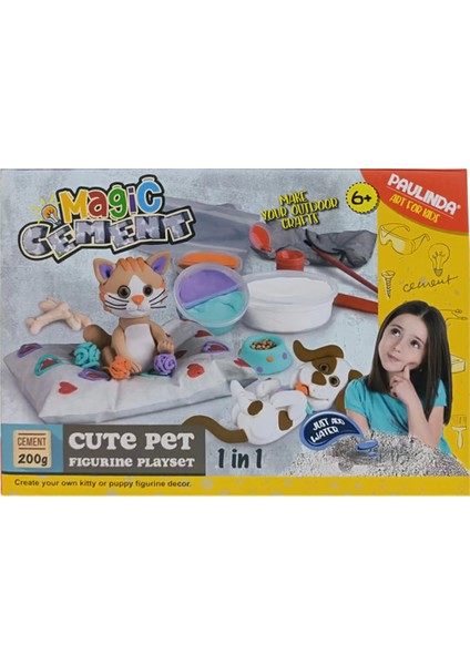 Paulinda Magic Cement Tatlı Hayvan Figürleri Hobi Seti 200 gr Kız Erkek Çocuk Oyuncak Eğitici Oyunca