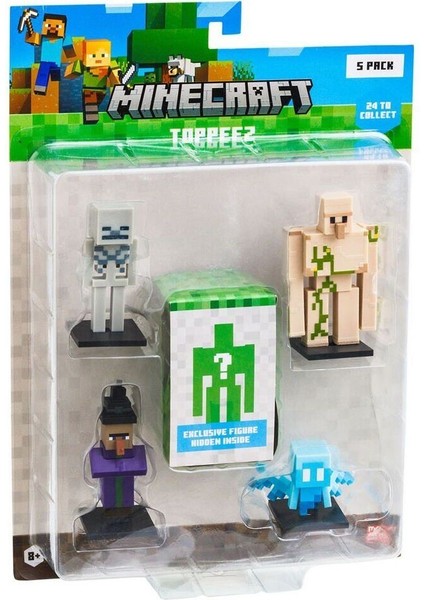Pmı MC2040 Minecraft 3D Figür Toppeez 5li Set Kız Erkek Çocuk Oyuncak Eğitici Oyuncaklar