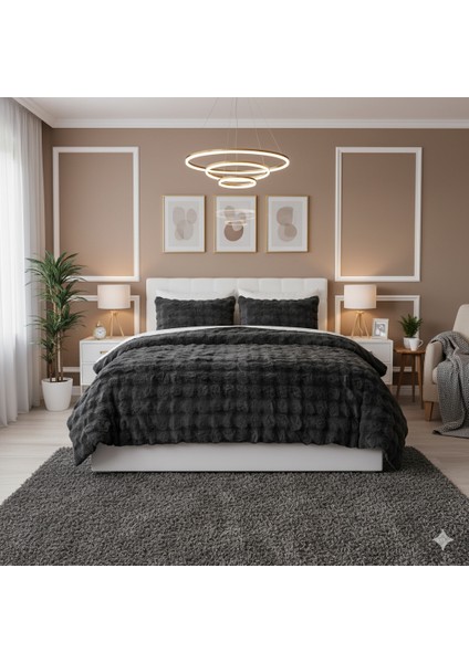 Comfort Set Yorgan Seti Seti Çift Kişilik Puff Loria Antrasit